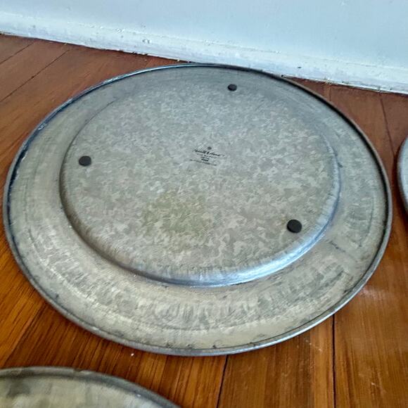 Set of 4 Hearth & Hand Magnolia Galvanized Chargers w/ Gold Accents - Picture 4 of 12